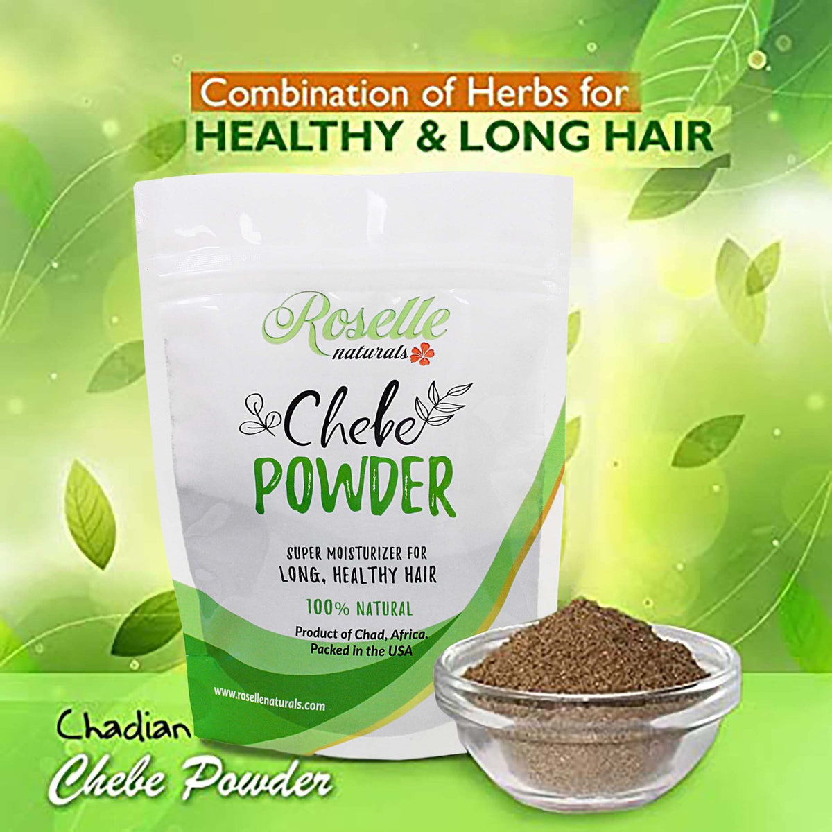 Chebe Background Chebe Powder Authentic From Chad. 20 grams – Roselle Naturals