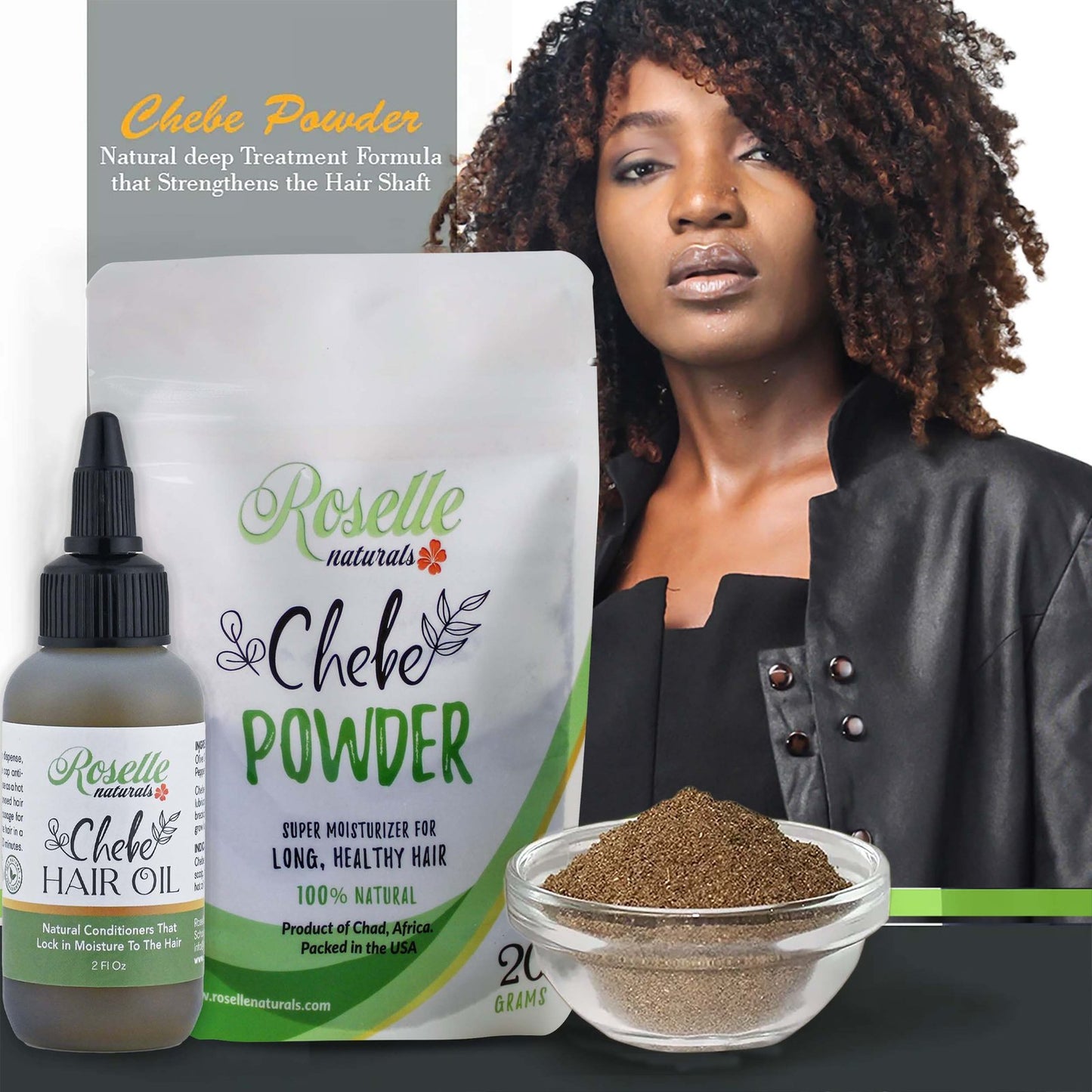 Chebe Powder Super Moisturizing Bundle Pack (Starter Kit). Super Moisturizing Chebe Powder and Oil hair growth combo. Chebe Powder Sourced directly from Chad, Africa image 2